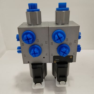 36W Listrik Hydraulic Solenoid Valve 12v 6 Way 2 Posisi Double Valve